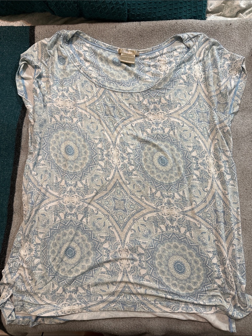 Light Blue Patterned Womens Tee